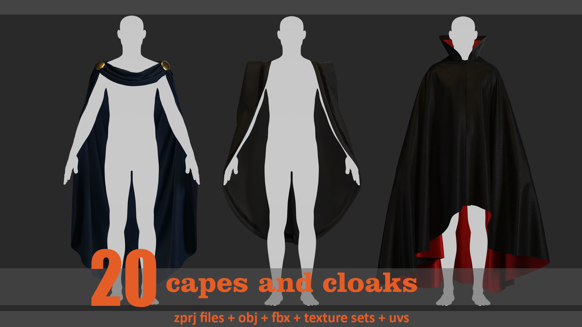 20 capes and cloak models 3D model_3