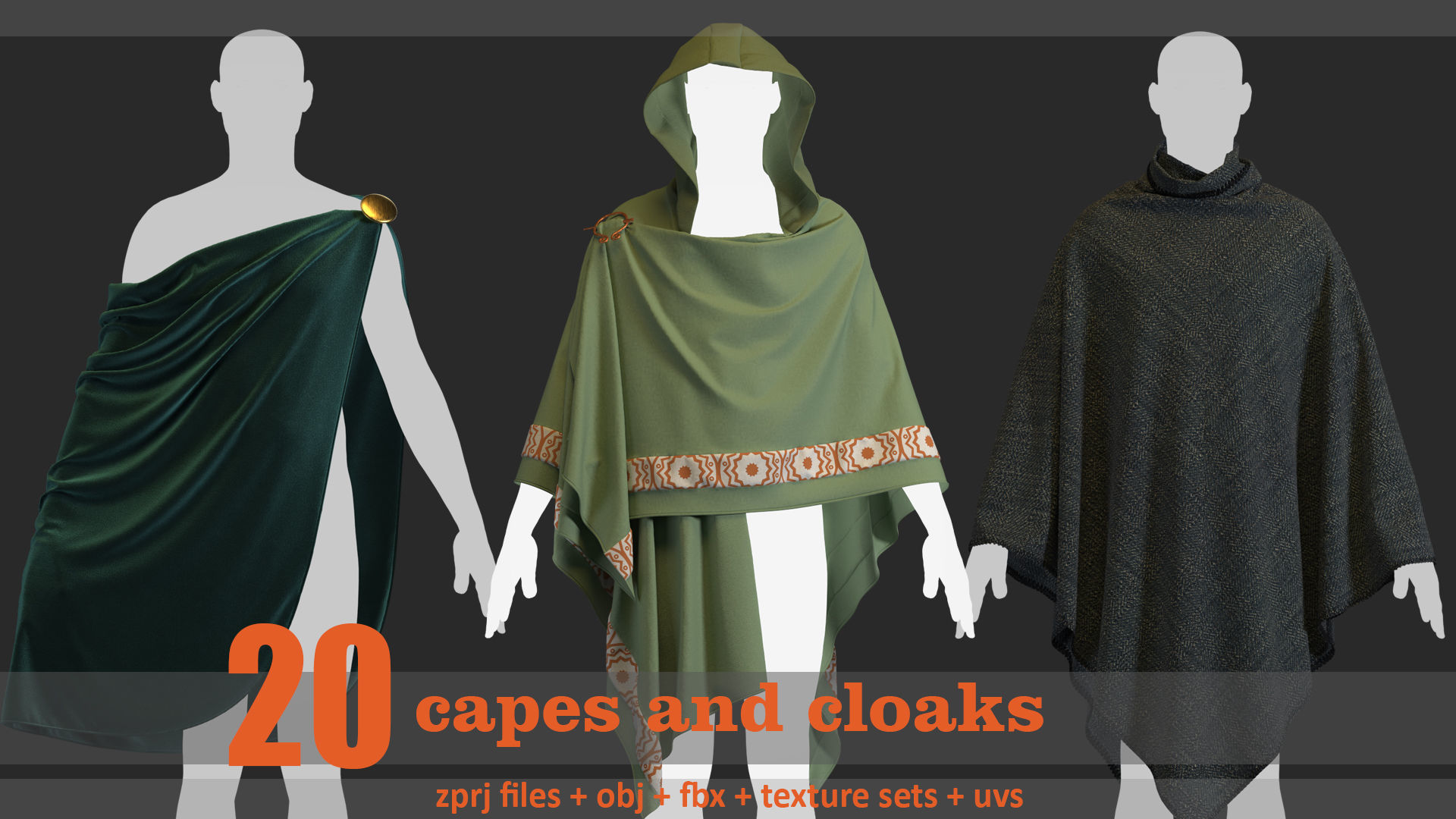 20 capes and cloak models 3D model_4
