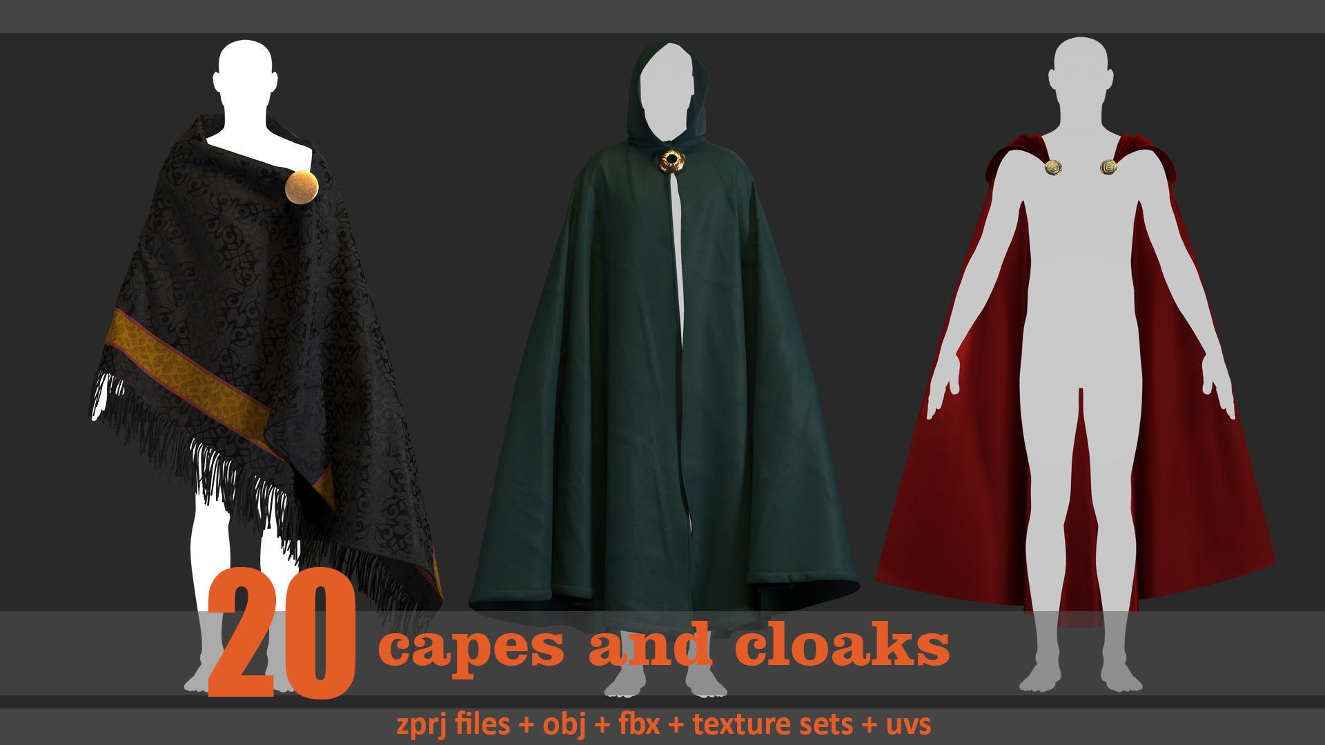 20 capes and cloak models 3D model_1