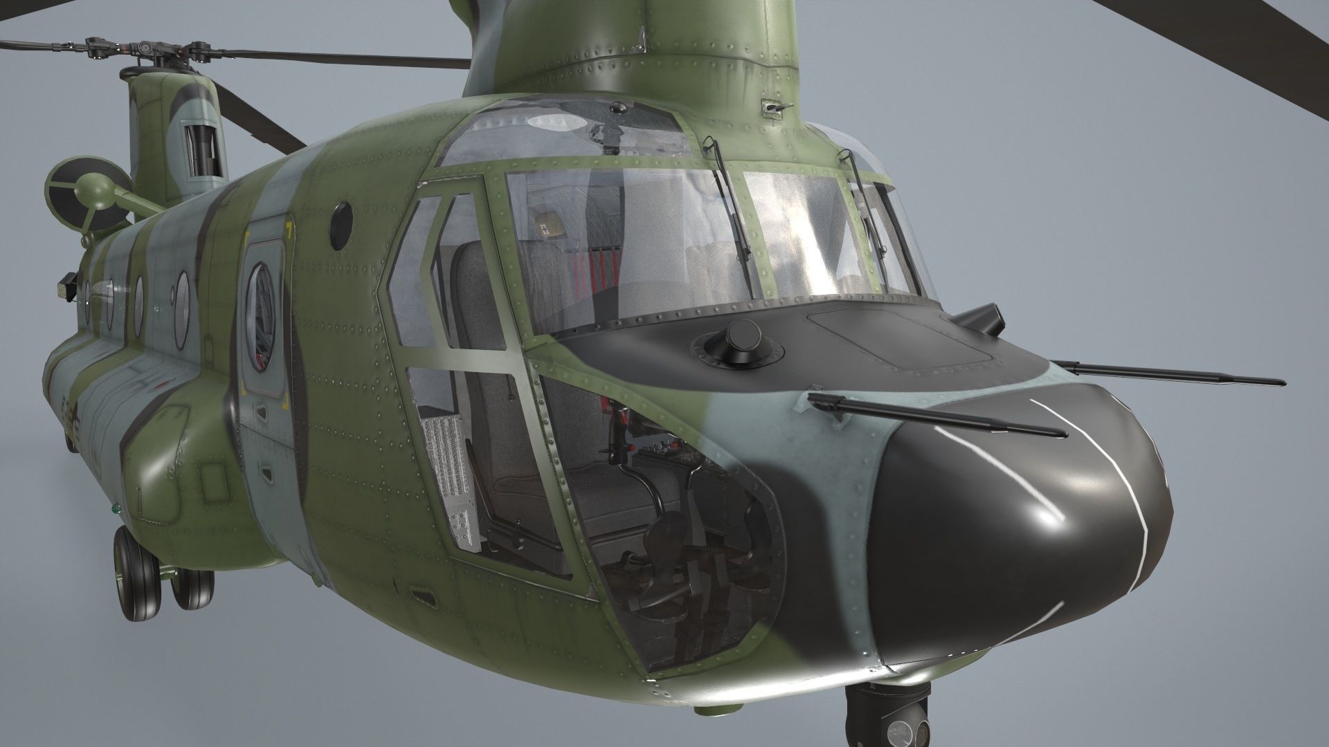  CH-47 Chinook Korean Army Static Low-poly 3D model_6
