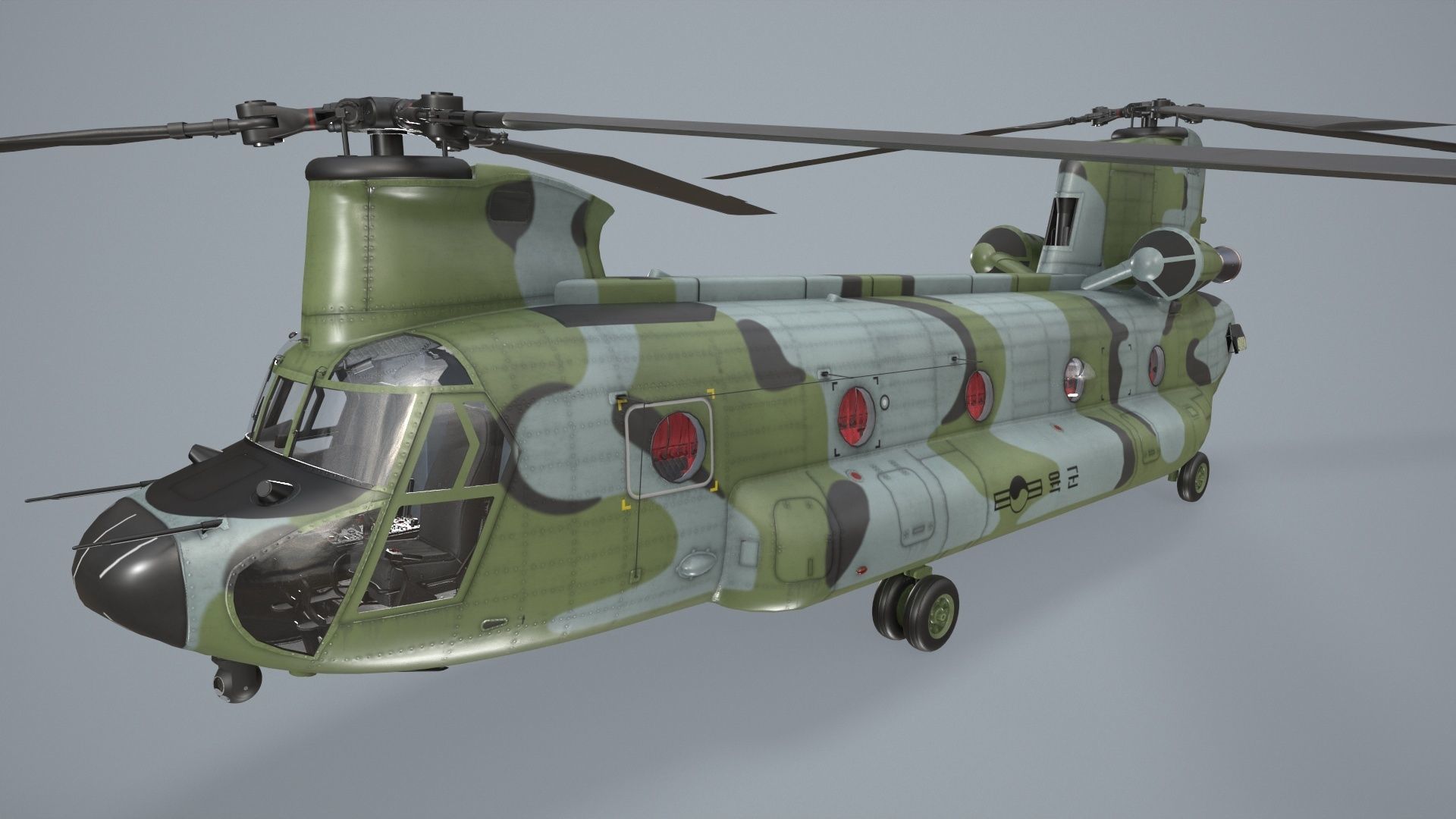  CH-47 Chinook Korean Army Static Low-poly 3D model_3