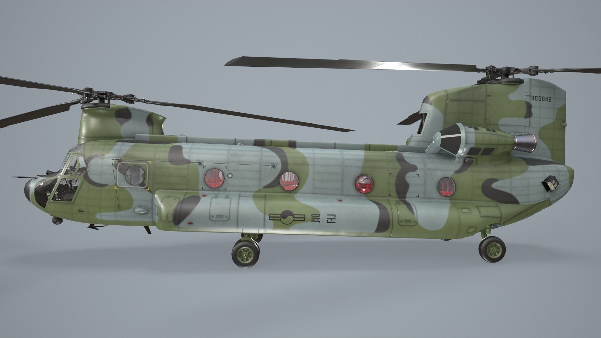  CH-47 Chinook Korean Army Static Low-poly 3D model_15