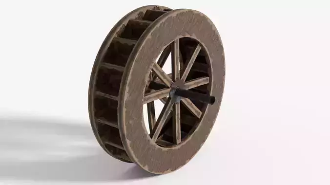 Stylized Watermill With Pan - Rigged and Animated