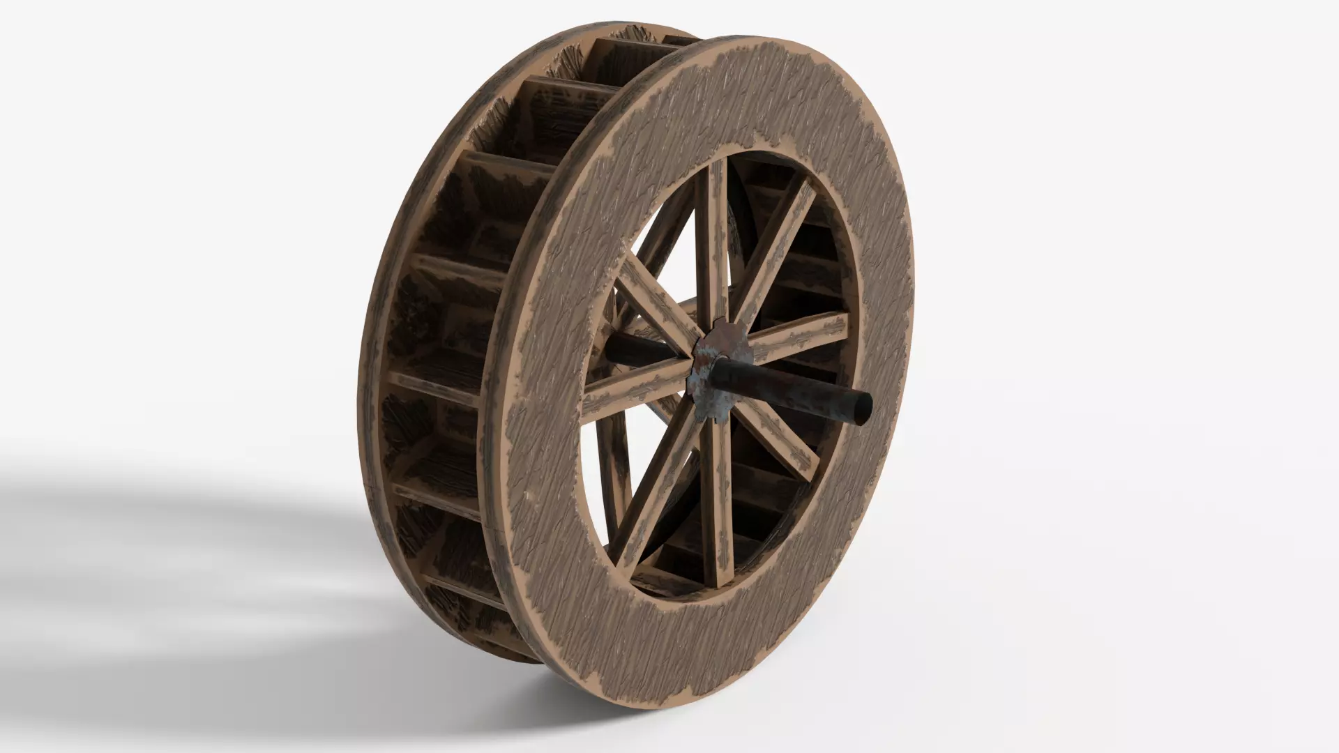 Stylized Watermill With Pan - Rigged and Animated Low-poly 3D model_0