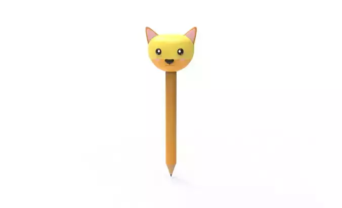 Pencil cat school supplies v001 Low-poly 3D model