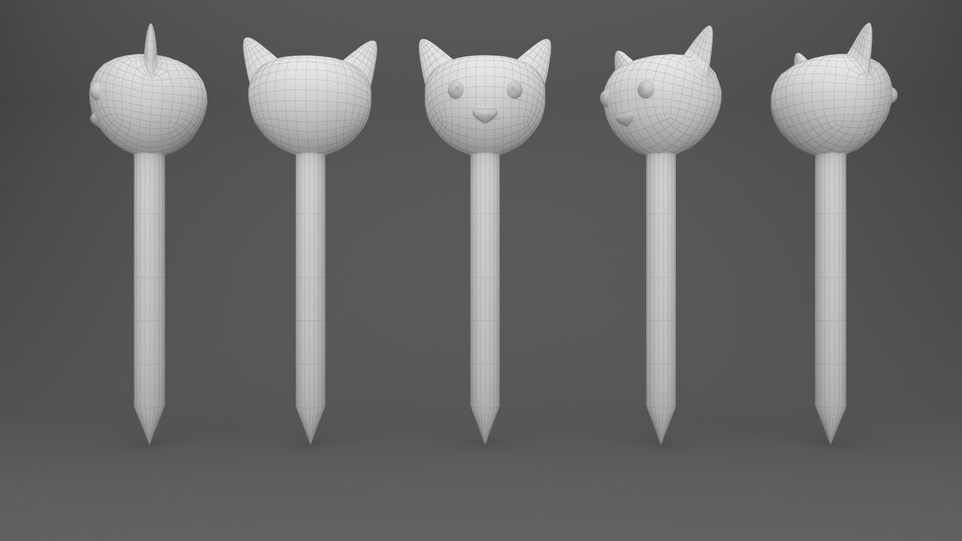 Pencil cat school supplies v001 Low-poly 3D model_6