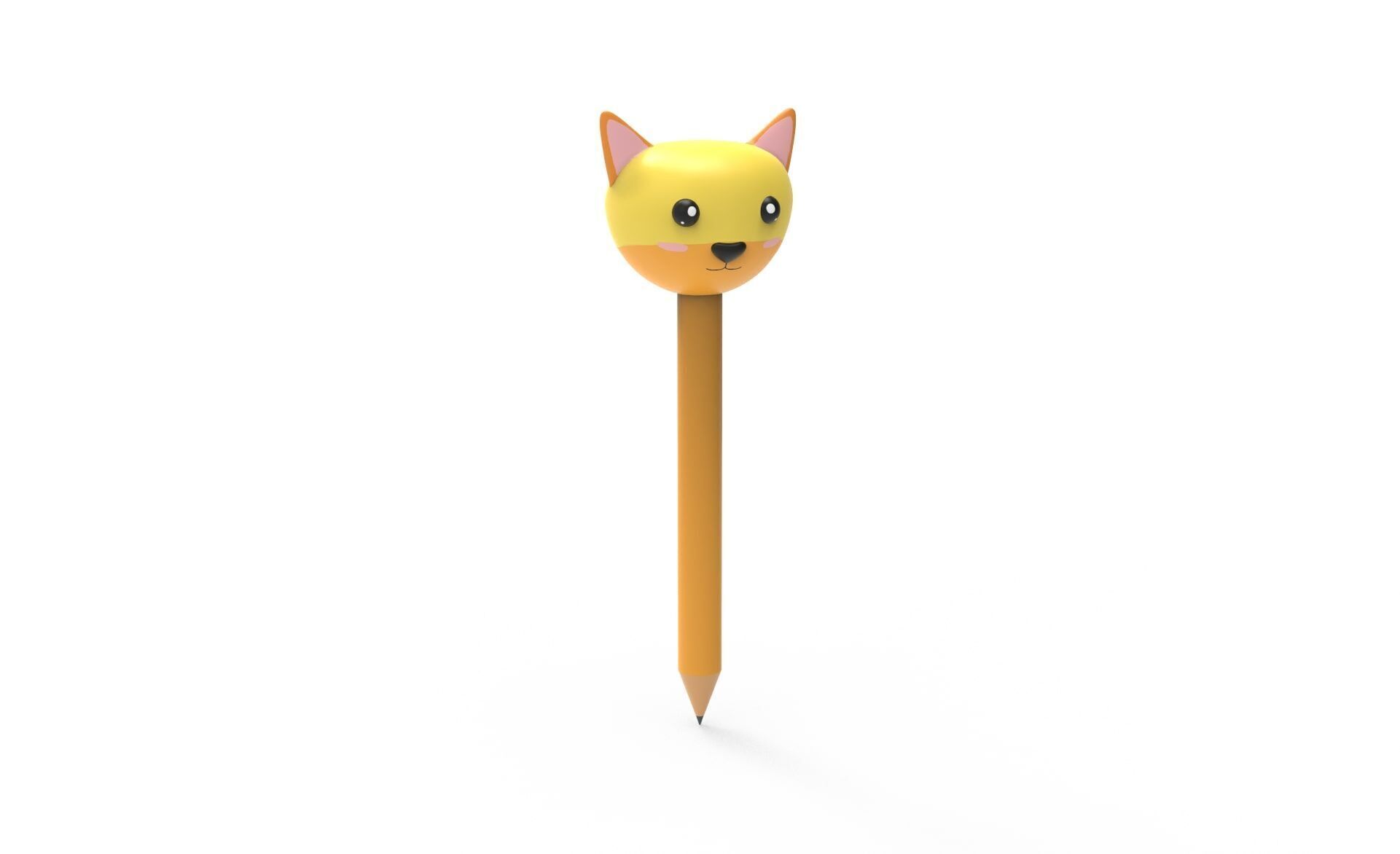 Pencil cat school supplies v001 Low-poly 3D model_5