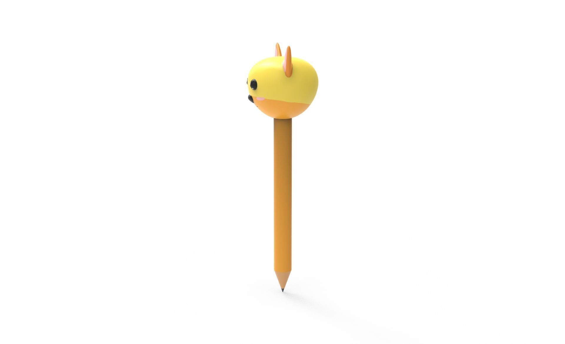 Pencil cat school supplies v001 Low-poly 3D model_3