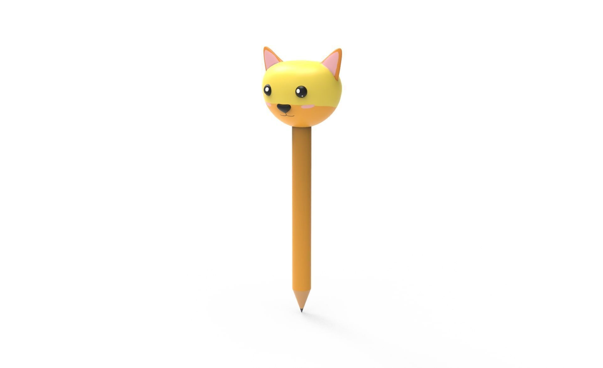 Pencil cat school supplies v001 Low-poly 3D model_1