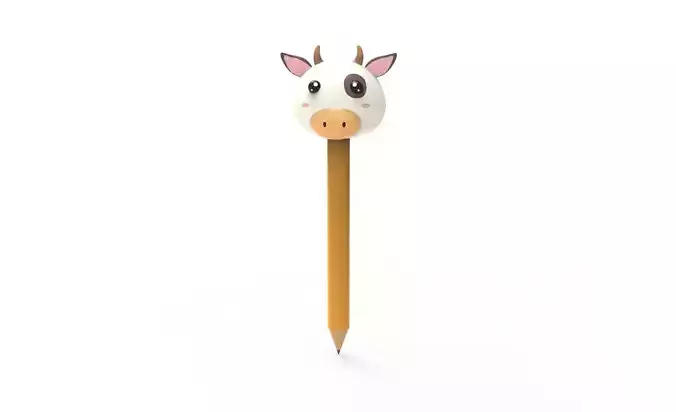 Pencil cow school supplies v001 Low-poly 3D model