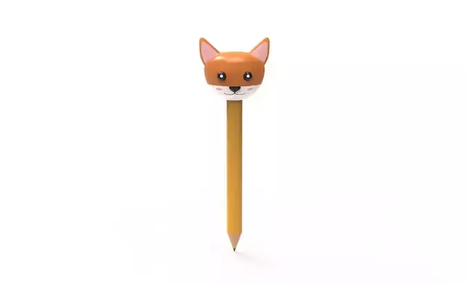 Pencil fox school supplies v001  Low-poly 3D model