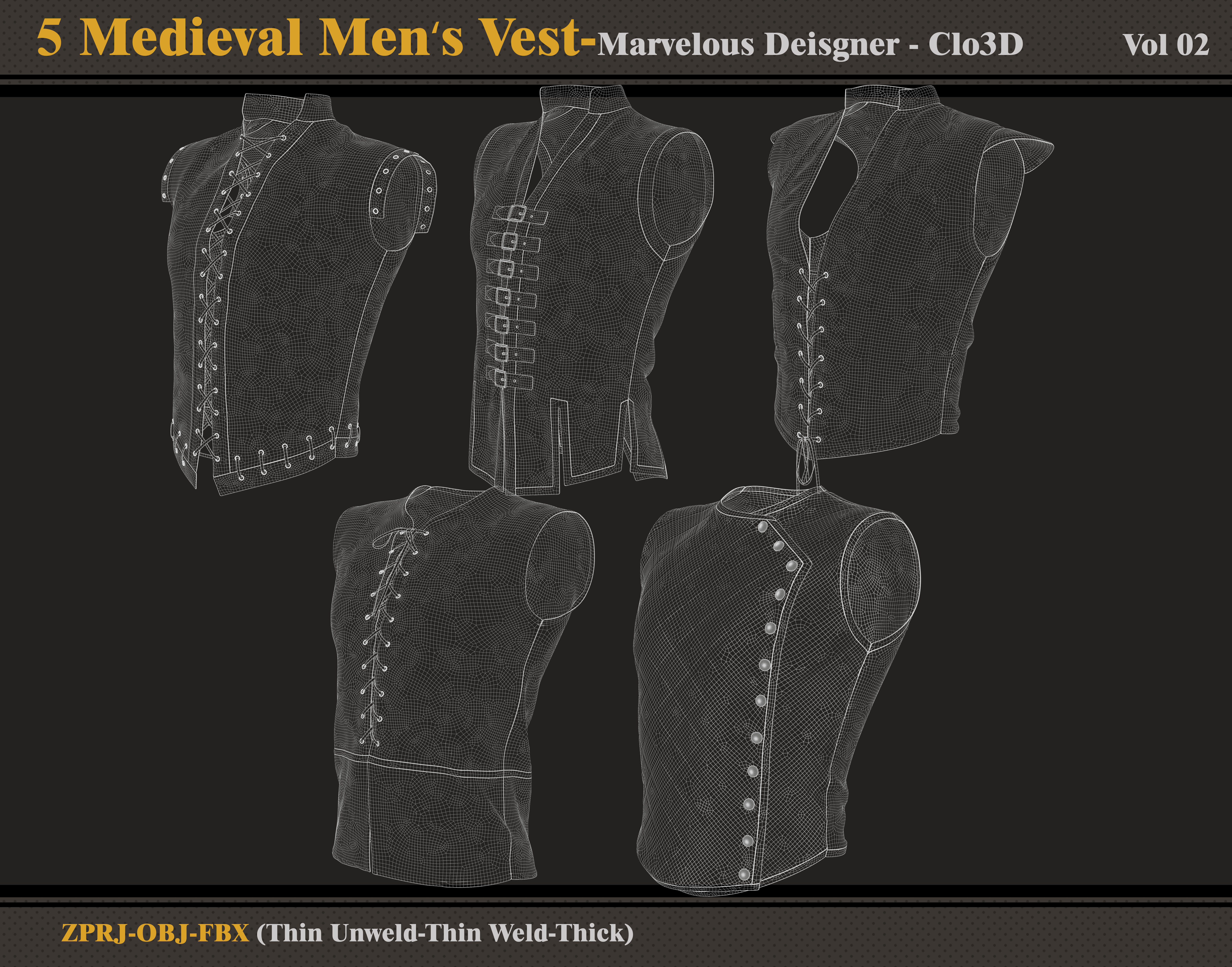 5 Medieval Men Vest-MD-Clo3D-ZPRJ - FBX - OBJ 3D model_6