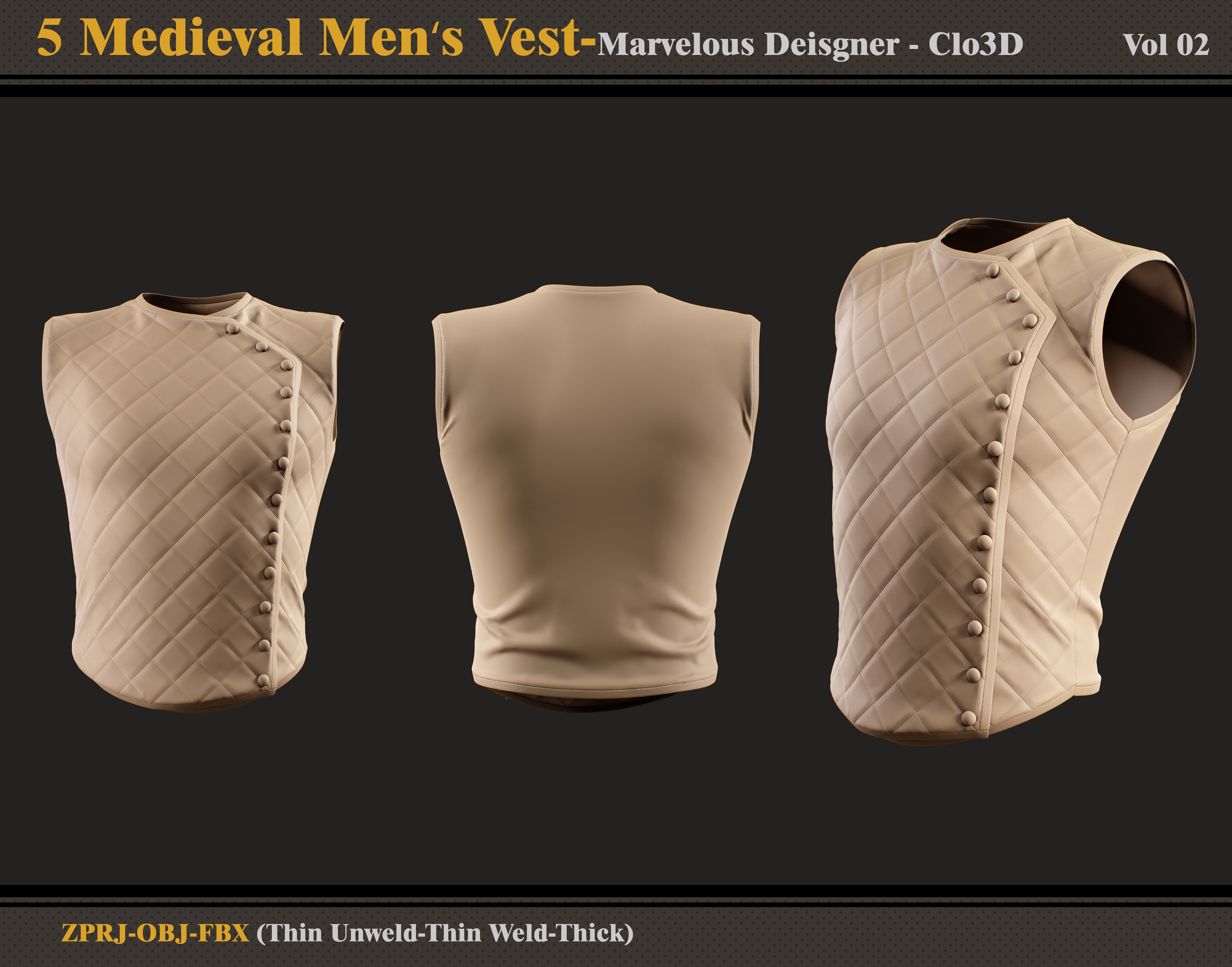 5 Medieval Men Vest-MD-Clo3D-ZPRJ - FBX - OBJ 3D model_5