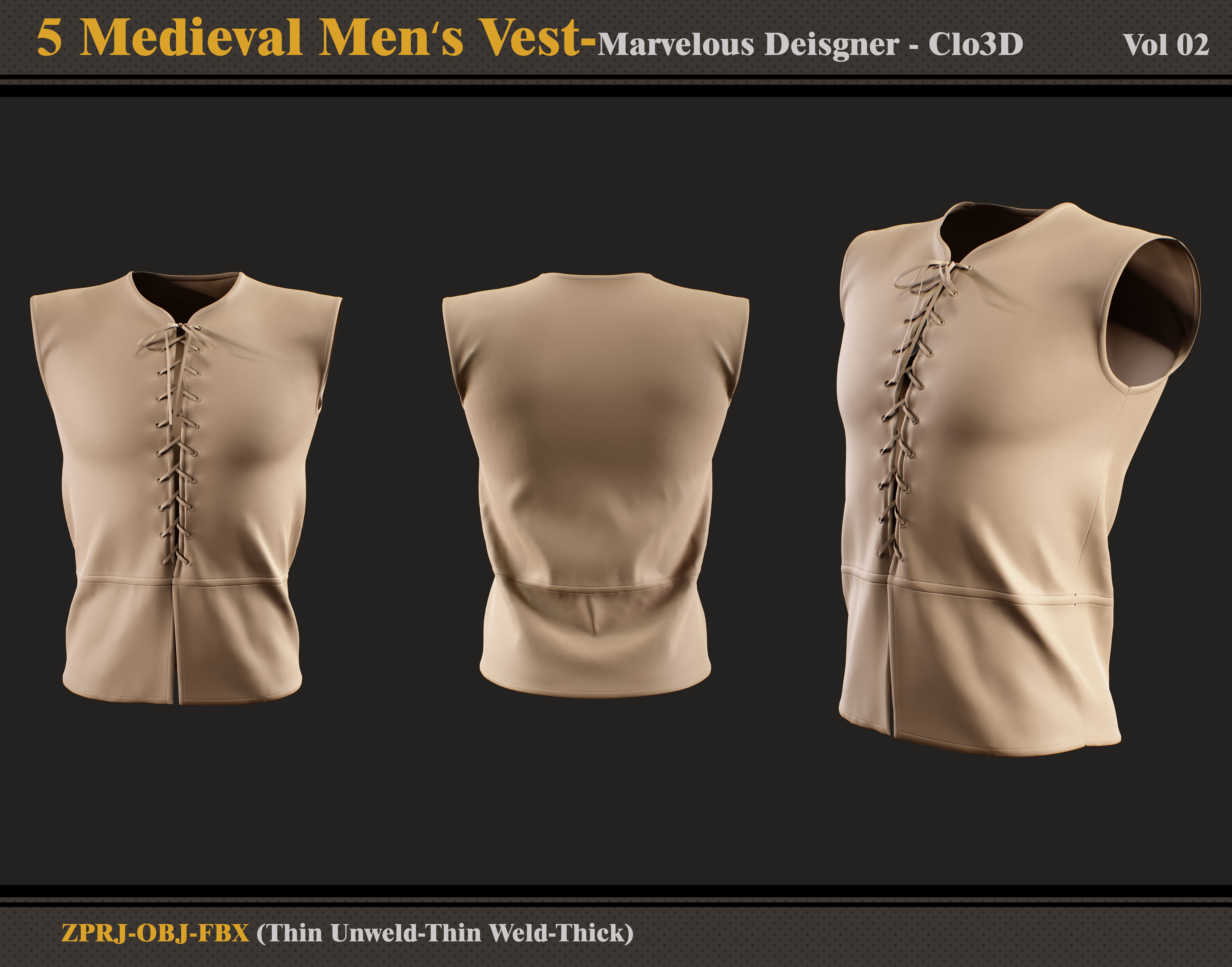 5 Medieval Men Vest-MD-Clo3D-ZPRJ - FBX - OBJ 3D model_3