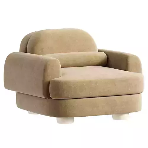 Armchair fumoir velvet 3D model