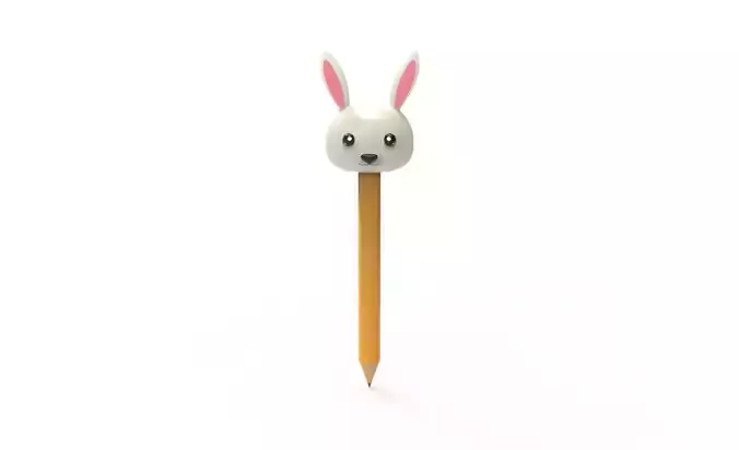 Pencil rabbit school supplies v001 Low-poly 3D model