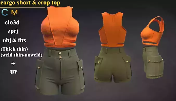 cargo short and  crop top 