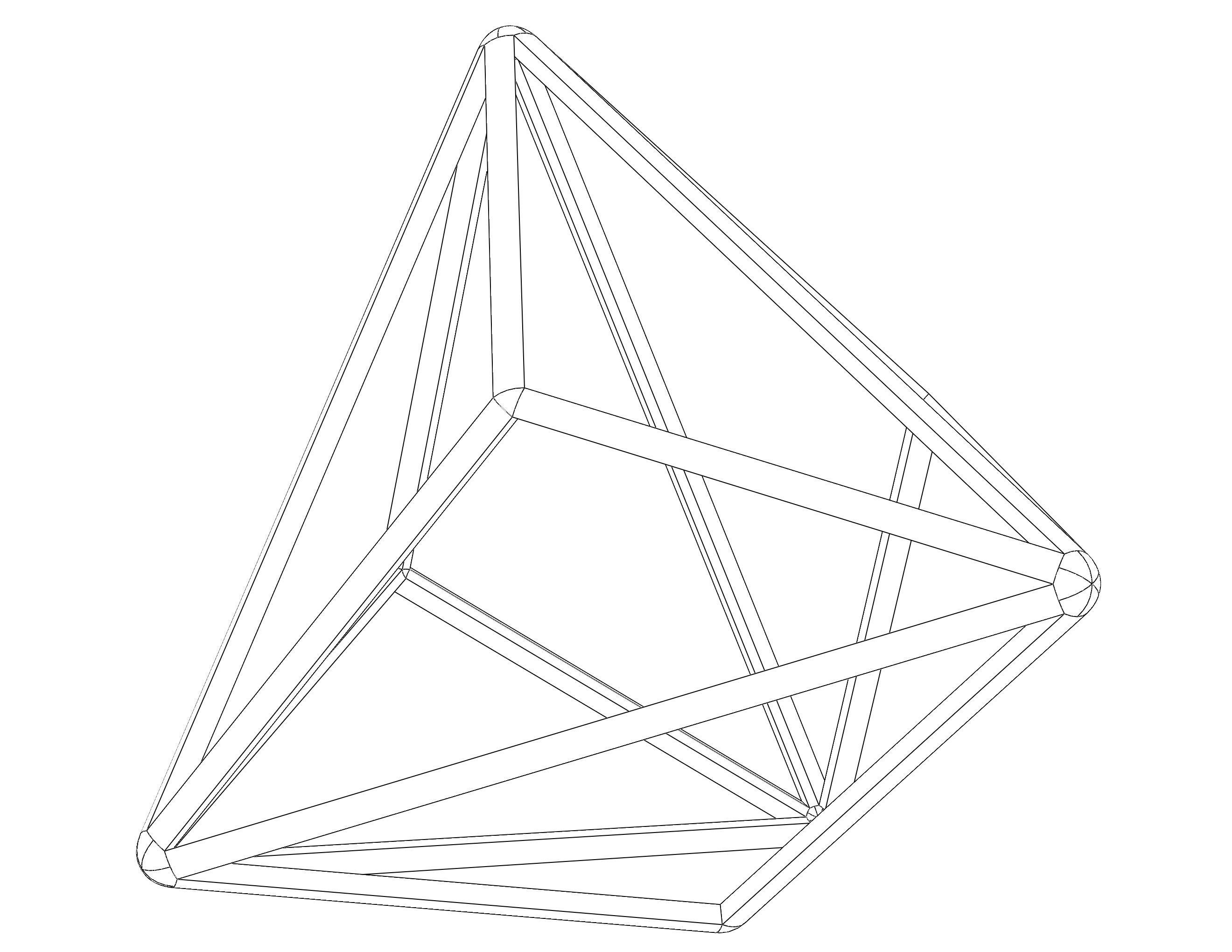 Wireframe Shape Triakis Tetrahedron 3D print model_26