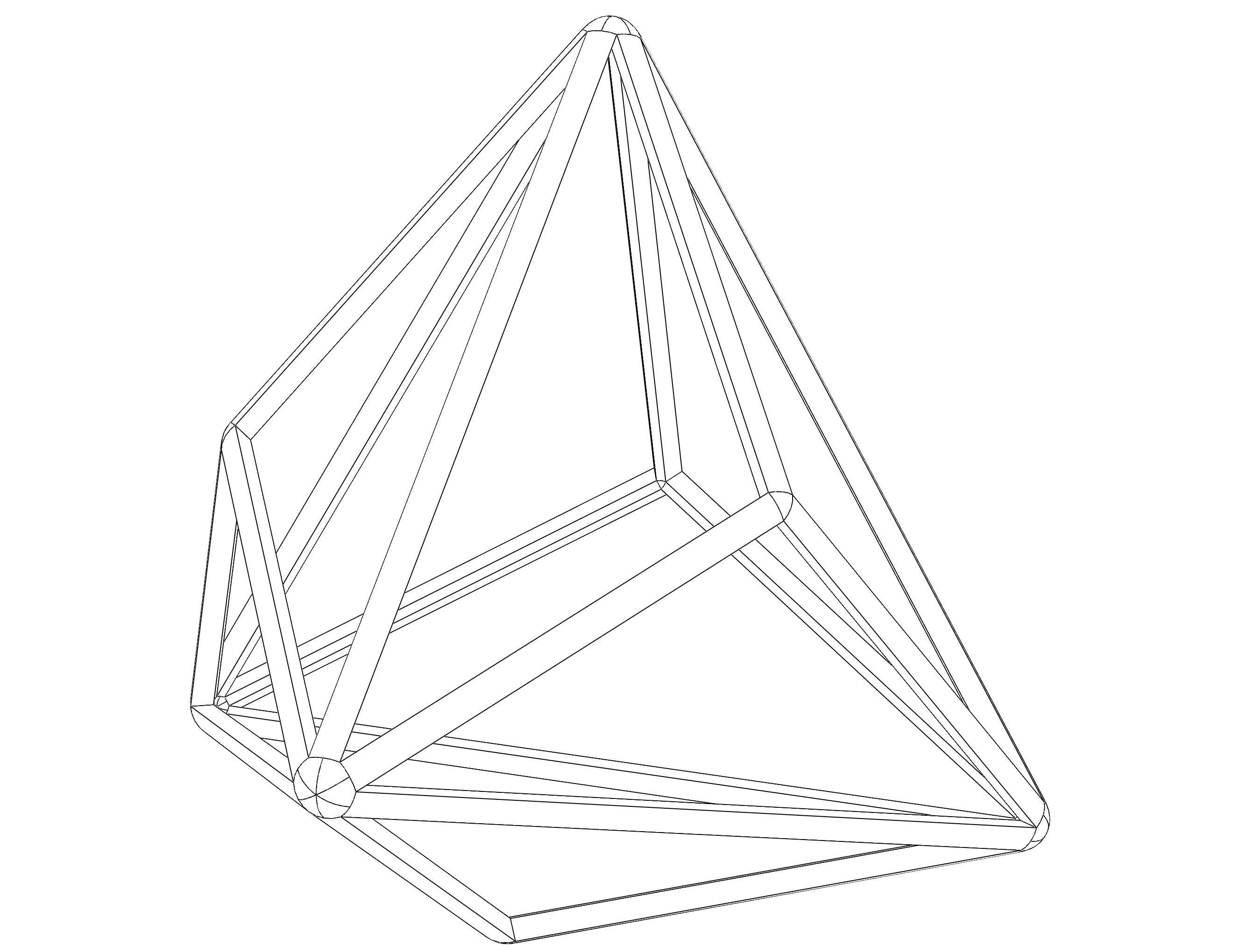 Wireframe Shape Triakis Tetrahedron 3D print model_2