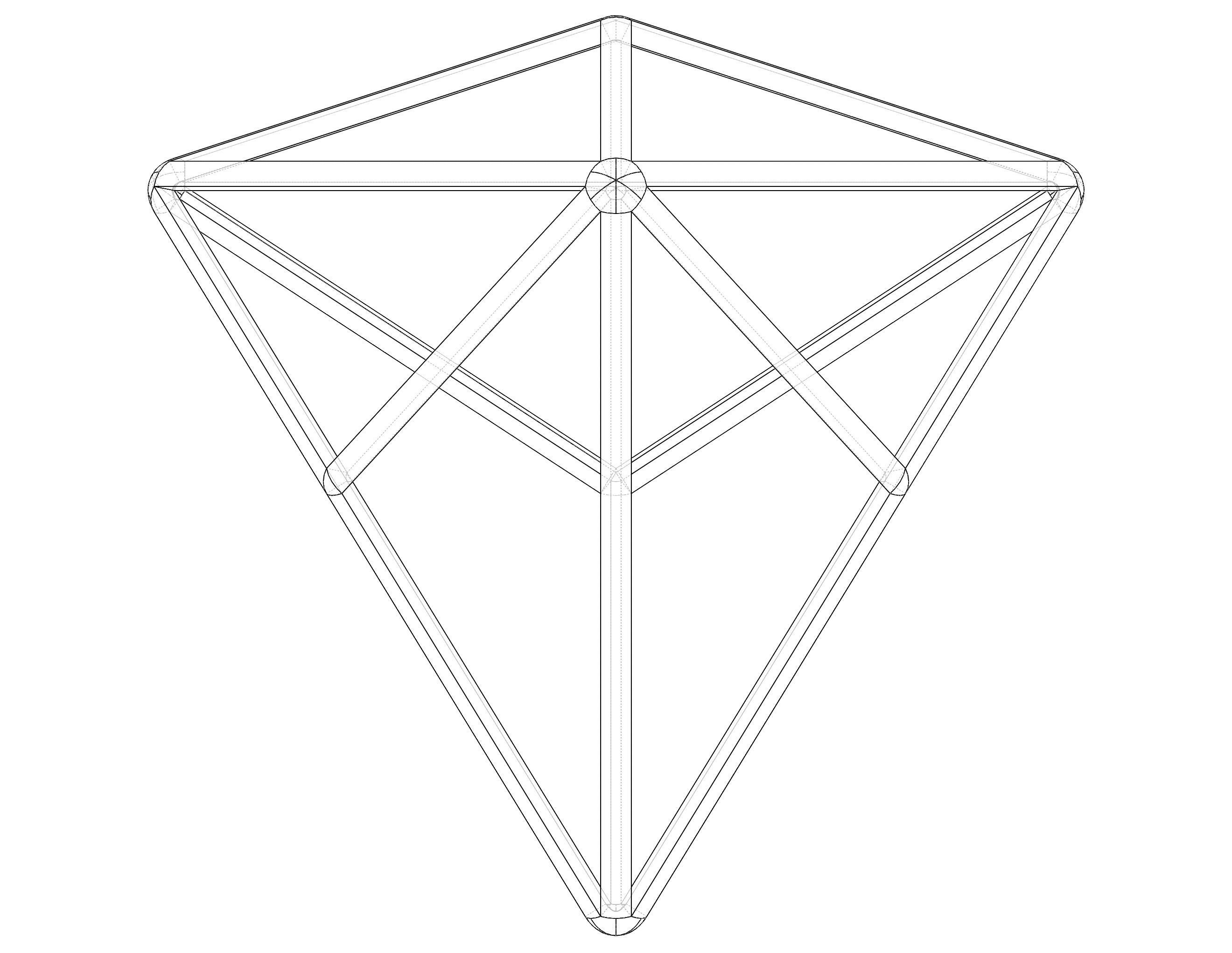 Wireframe Shape Triakis Tetrahedron 3D print model_15