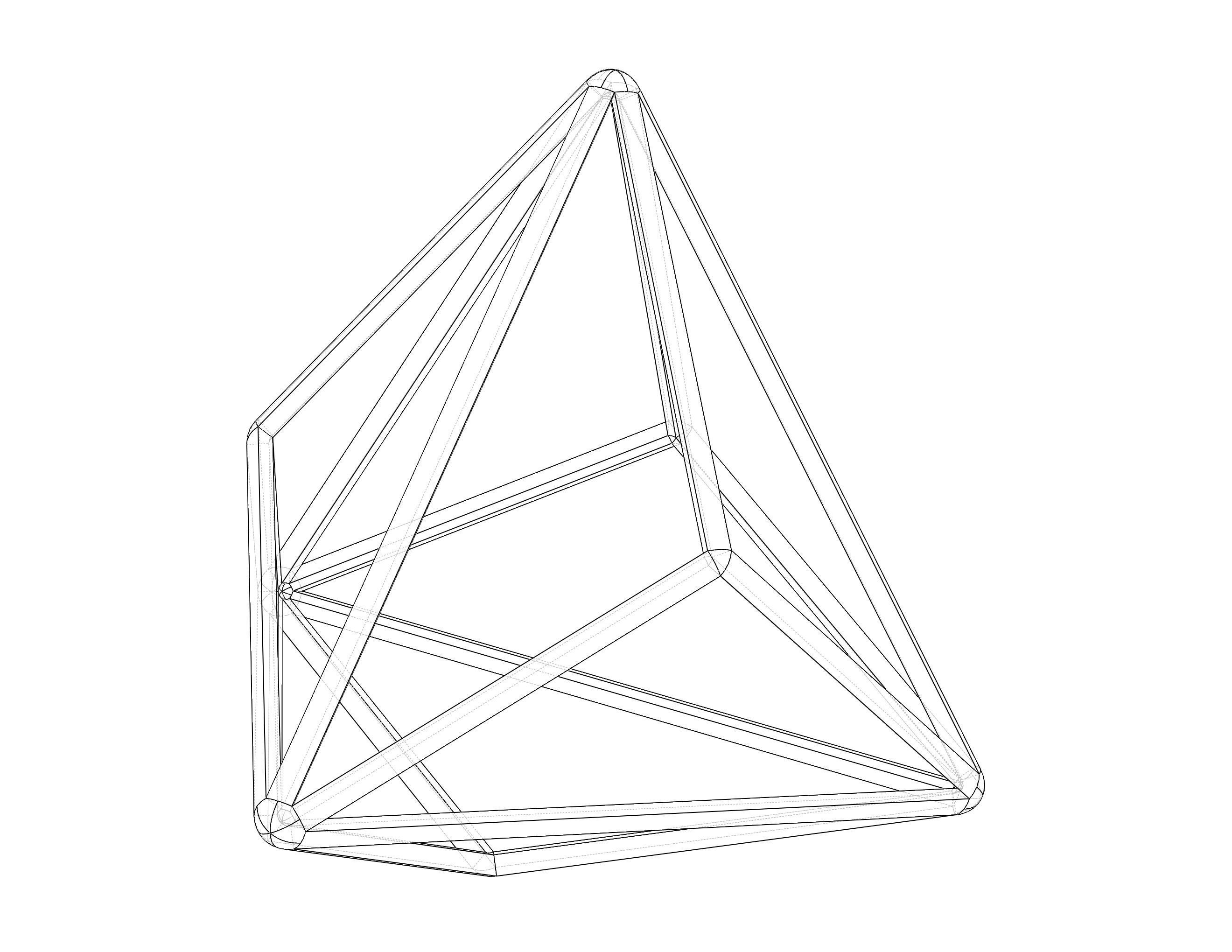 Wireframe Shape Triakis Tetrahedron 3D print model_11