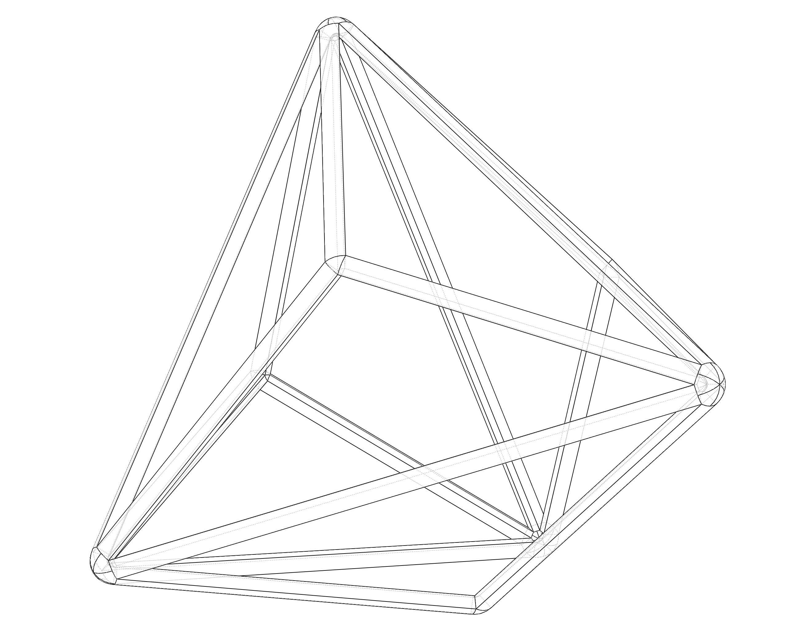 Wireframe Shape Triakis Tetrahedron 3D print model_27