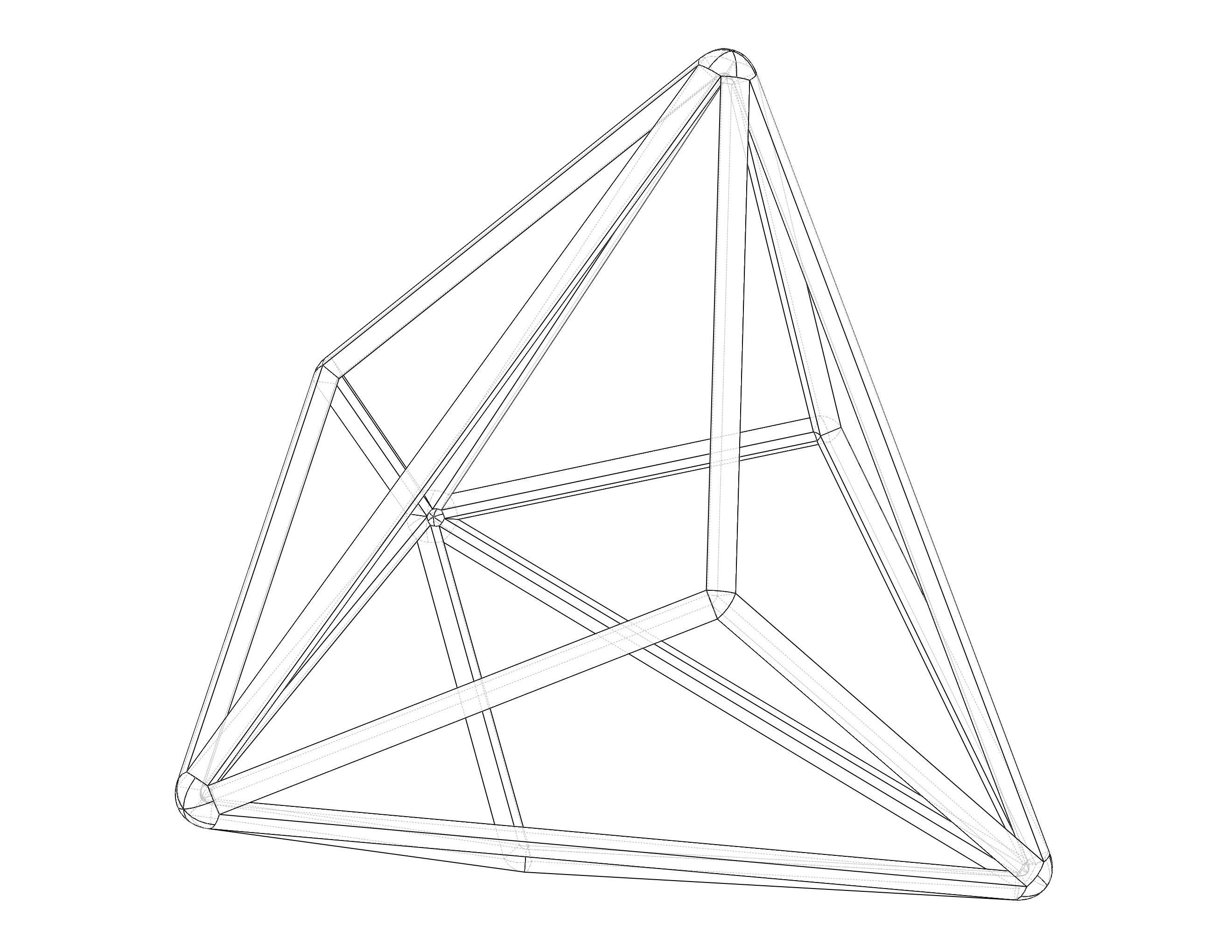 Wireframe Shape Triakis Tetrahedron 3D print model_7