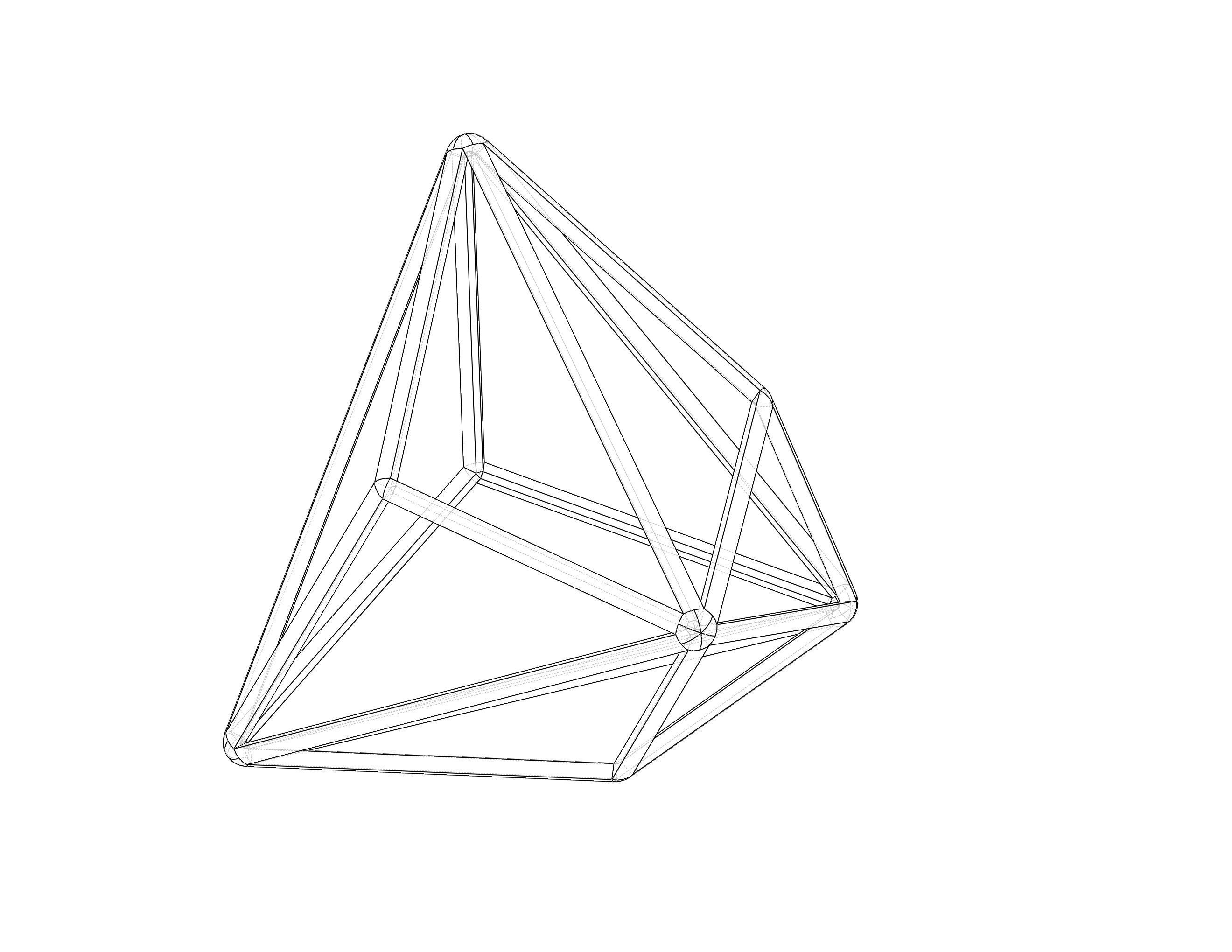 Wireframe Shape Triakis Tetrahedron 3D print model_35
