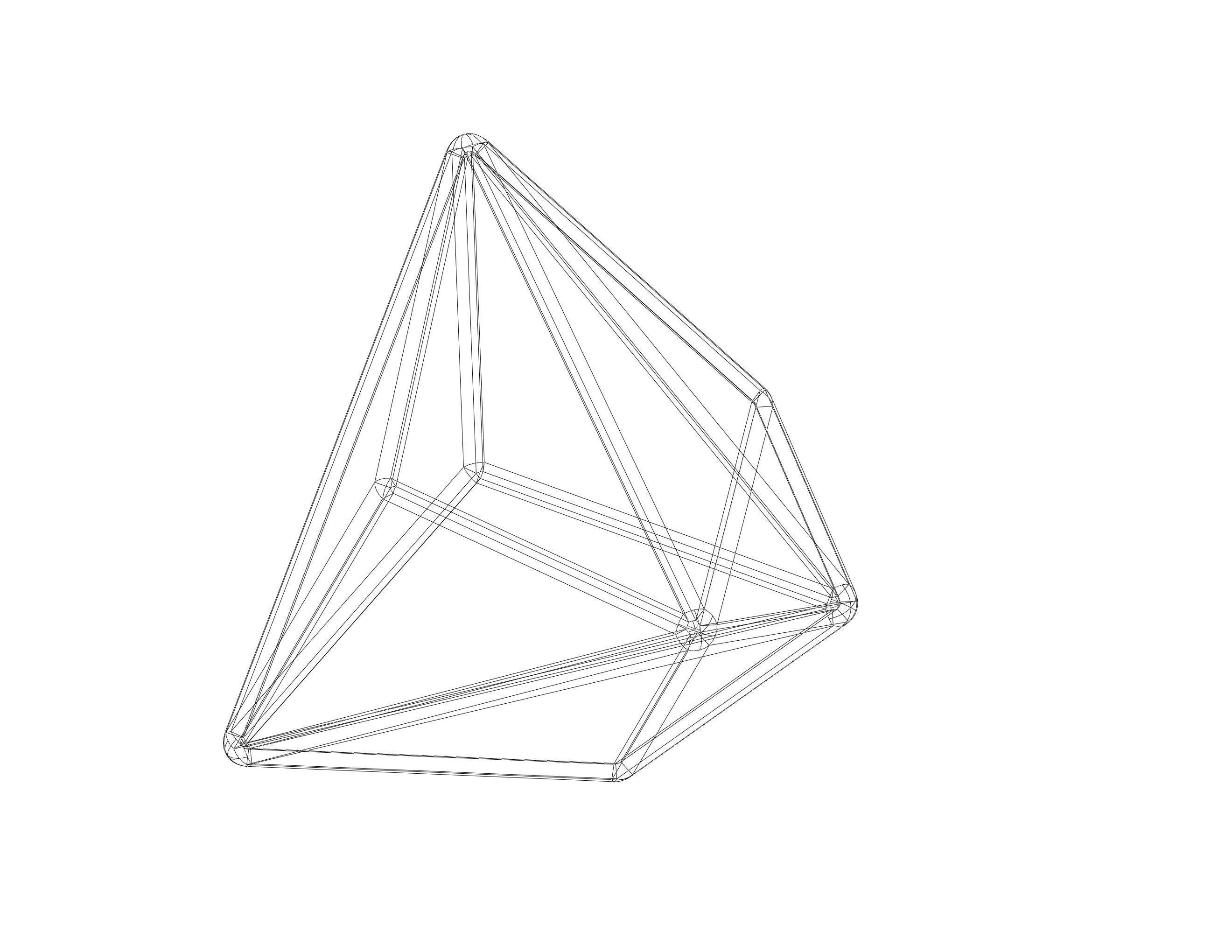 Wireframe Shape Triakis Tetrahedron 3D print model_36