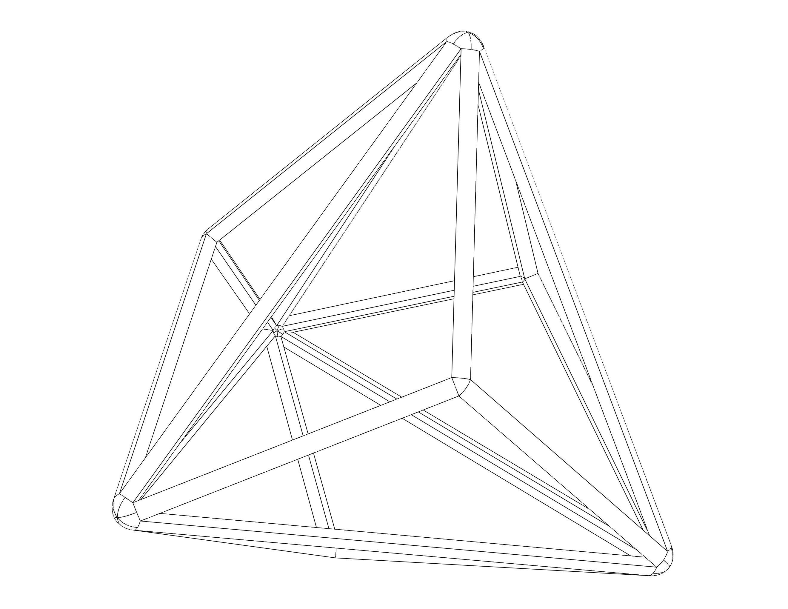 Wireframe Shape Triakis Tetrahedron 3D print model_6