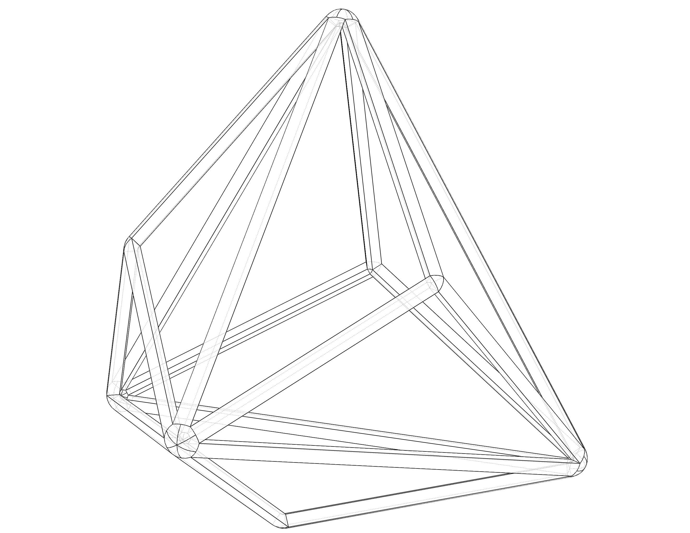 Wireframe Shape Triakis Tetrahedron 3D print model_3