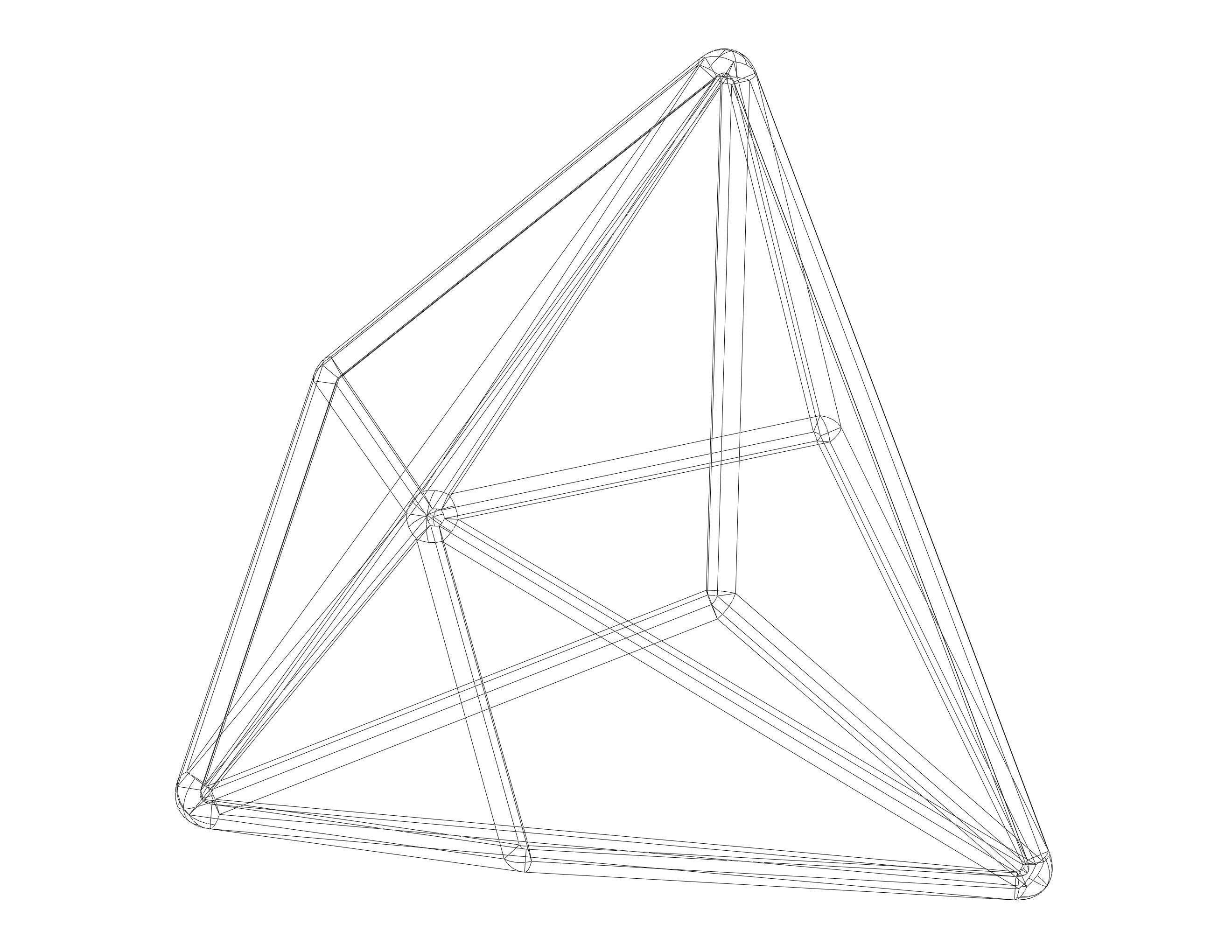 Wireframe Shape Triakis Tetrahedron 3D print model_8