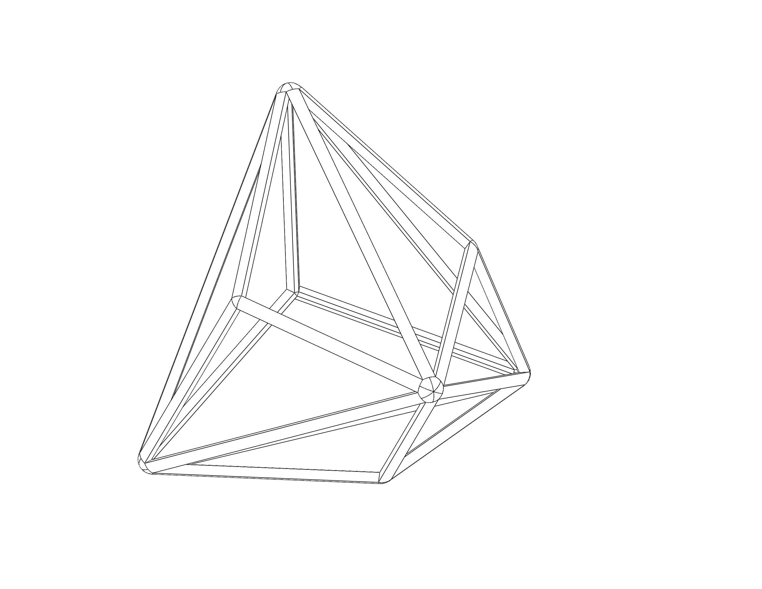 Wireframe Shape Triakis Tetrahedron 3D print model_34