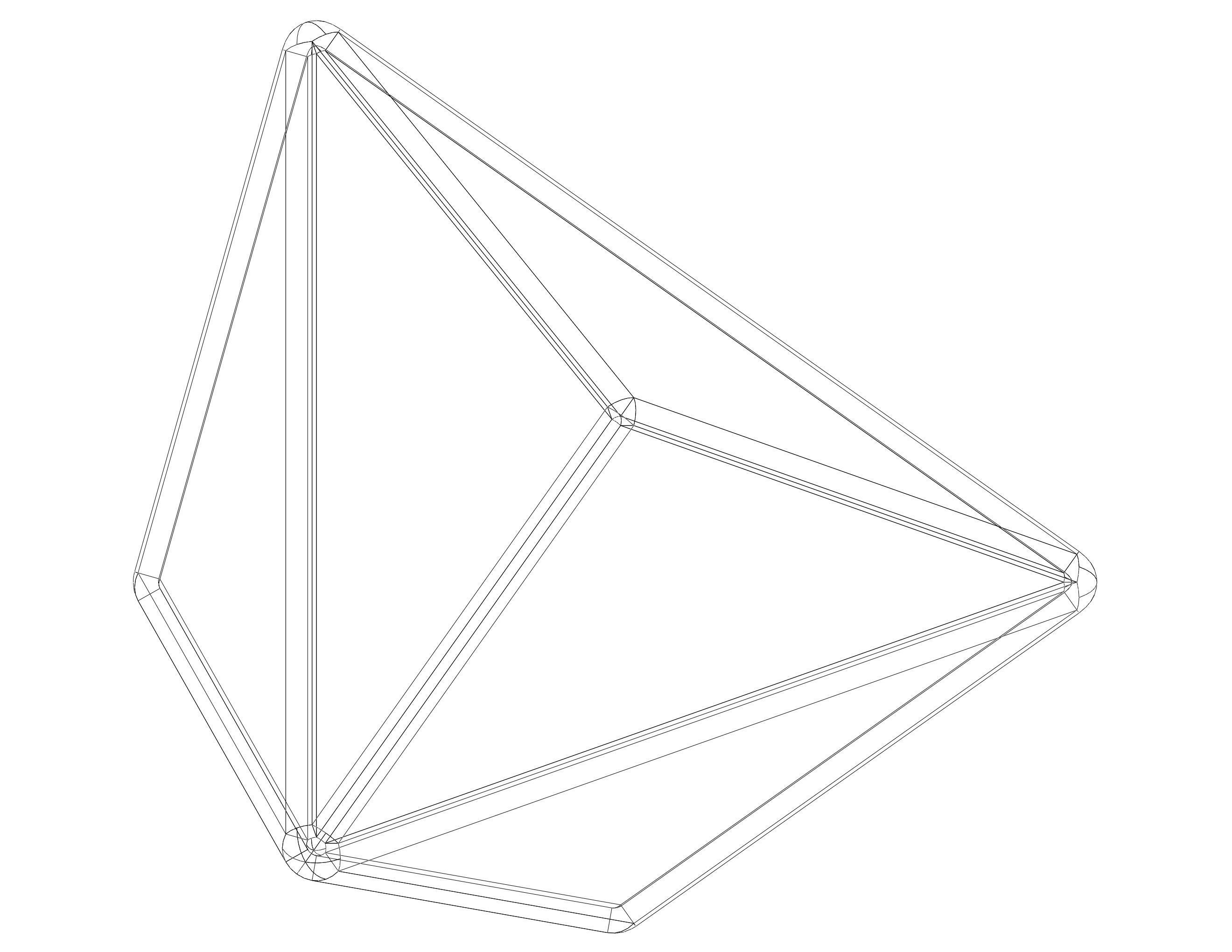 Wireframe Shape Triakis Tetrahedron 3D print model_32