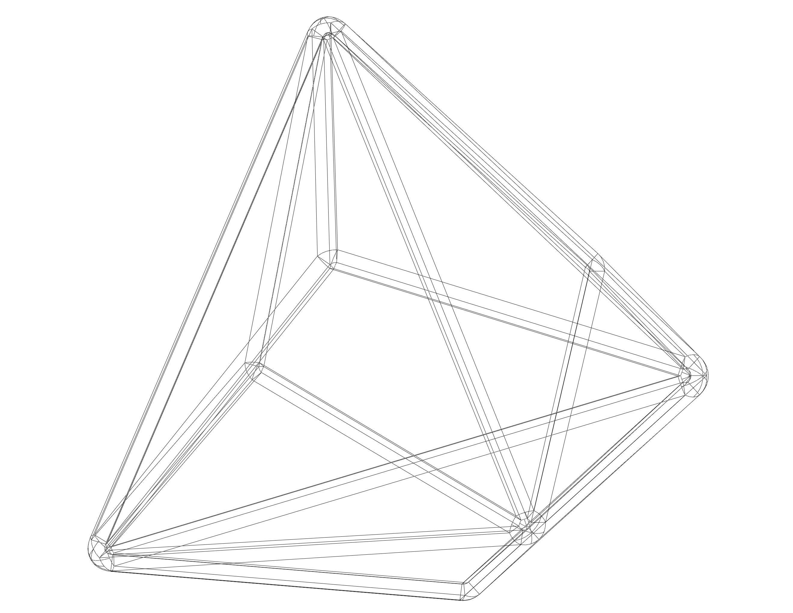 Wireframe Shape Triakis Tetrahedron 3D print model_28