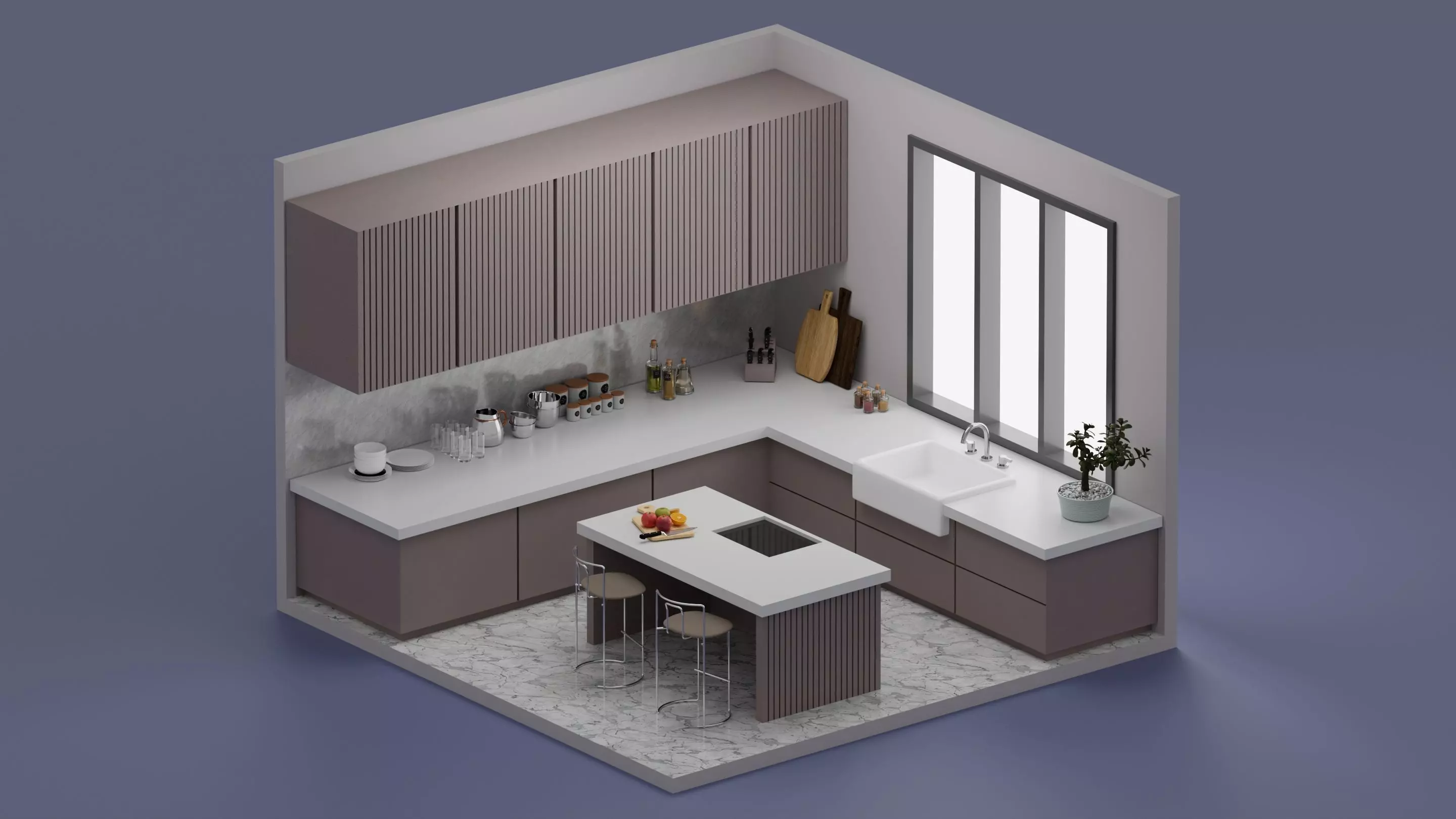 Kitchen interior 3D model_0