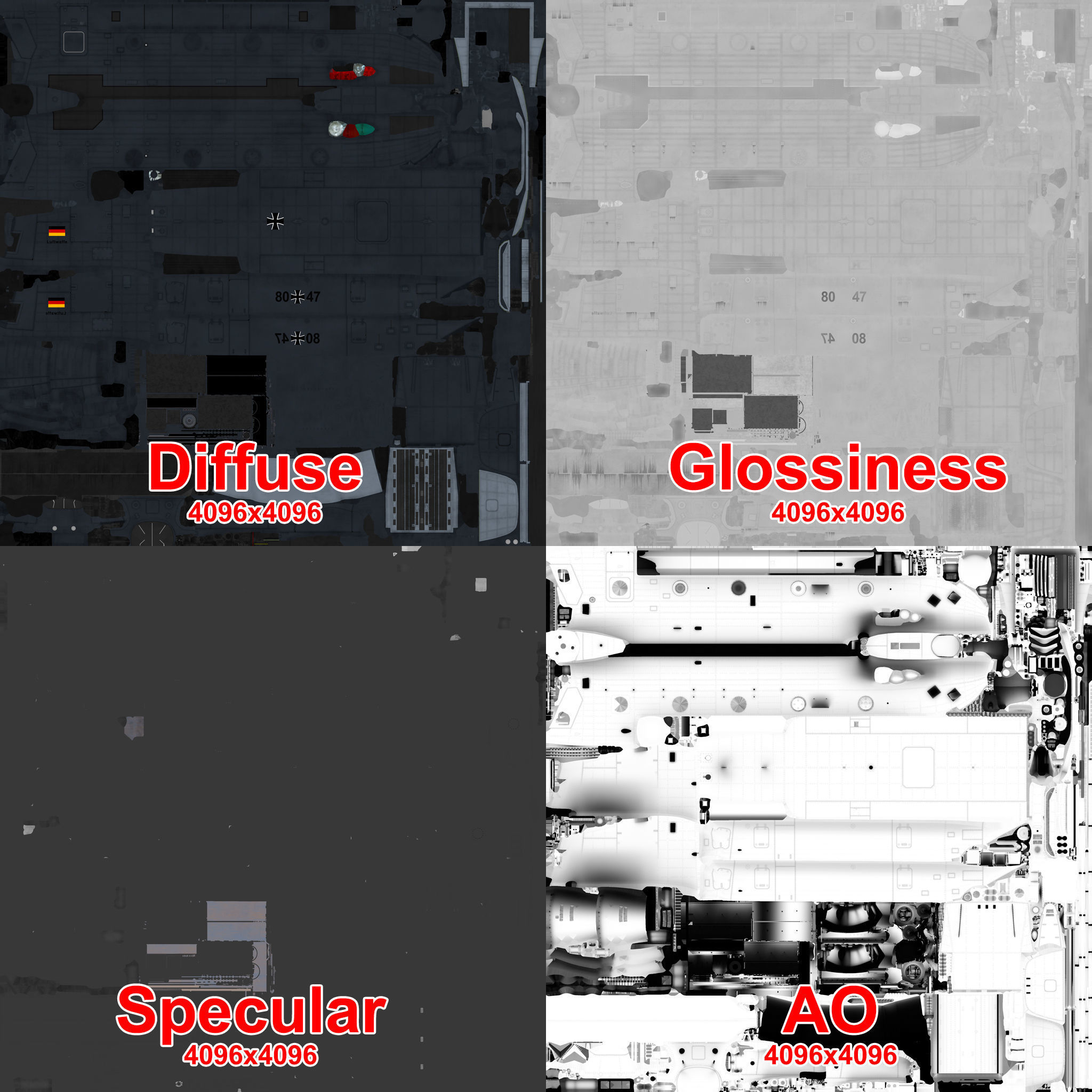  CH-47 Chinook Luftwaffe Static Low-poly 3D model_39