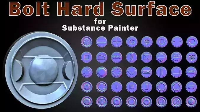 90 Bolt Hard Surface for Substance Painter Low-poly 3D model
