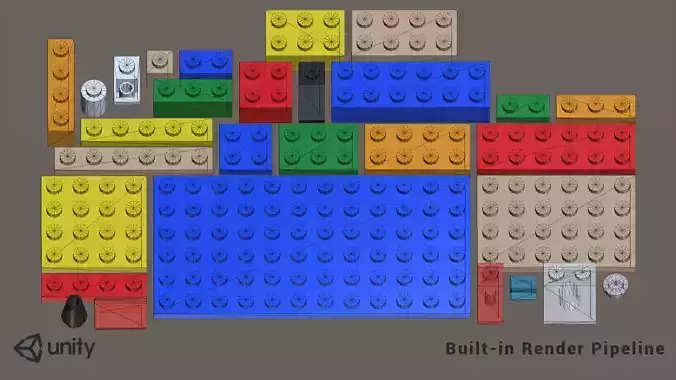 Colorful blocks like LEGO Unity Asset Low-poly 3D model