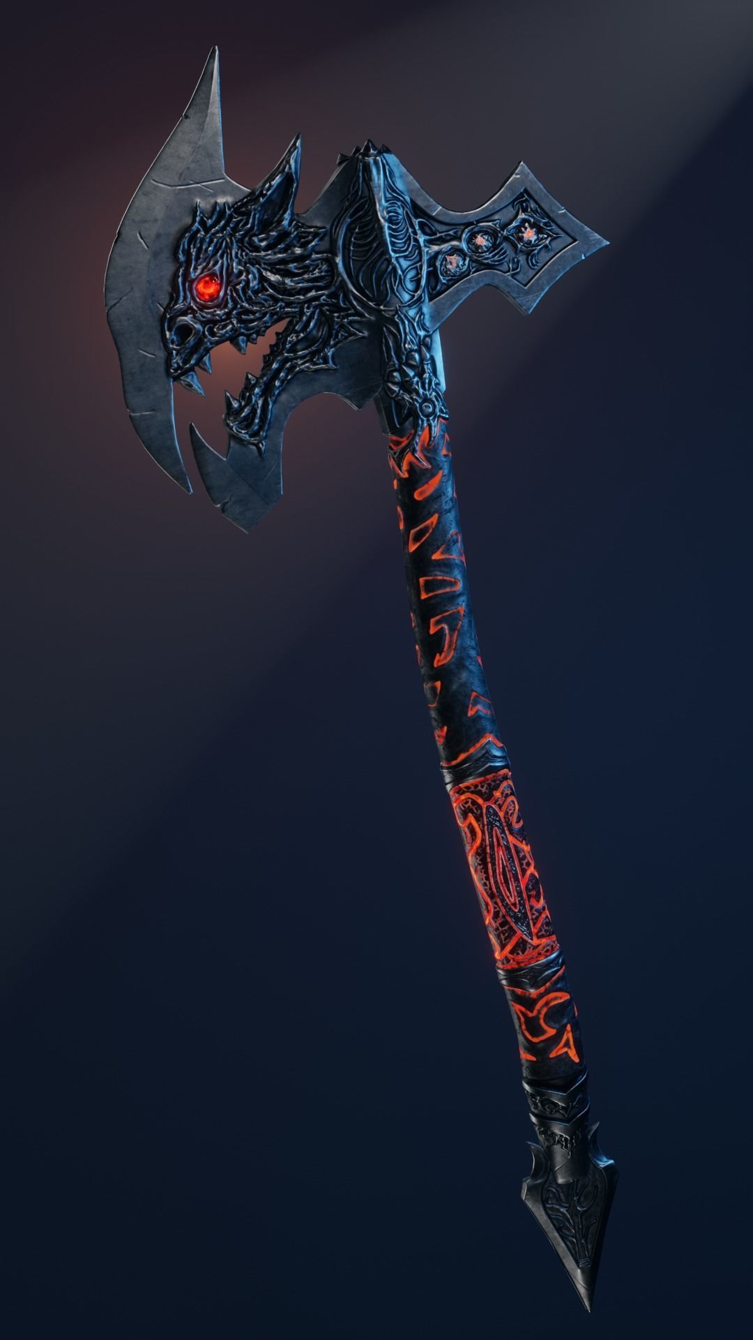Demonic fantasy battle axe 4K Low-poly 3D model_1