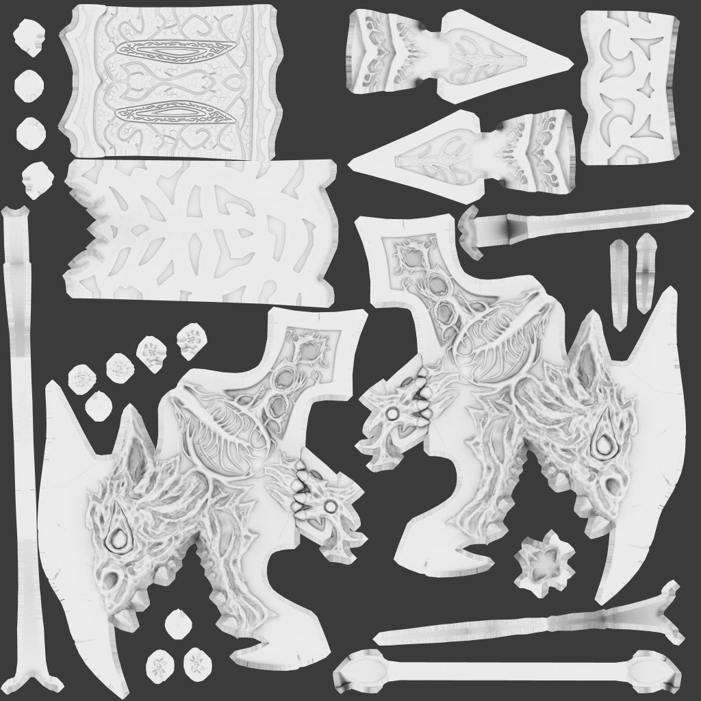 Demonic fantasy battle axe 4K Low-poly 3D model_8