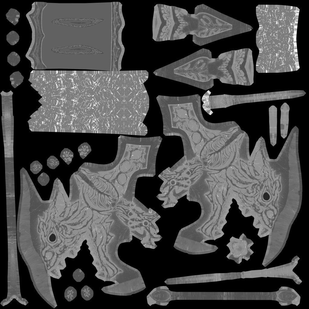 Demonic fantasy battle axe 4K Low-poly 3D model_10