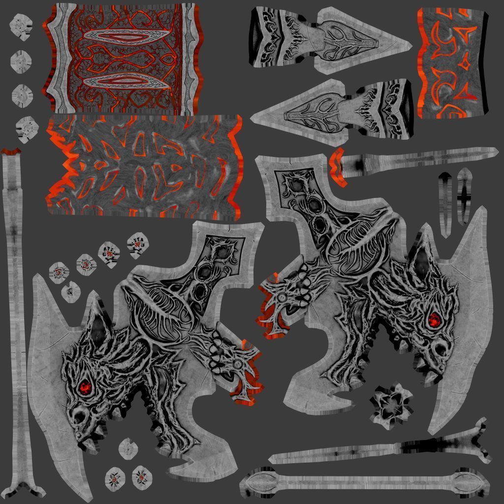 Demonic fantasy battle axe 4K Low-poly 3D model_9