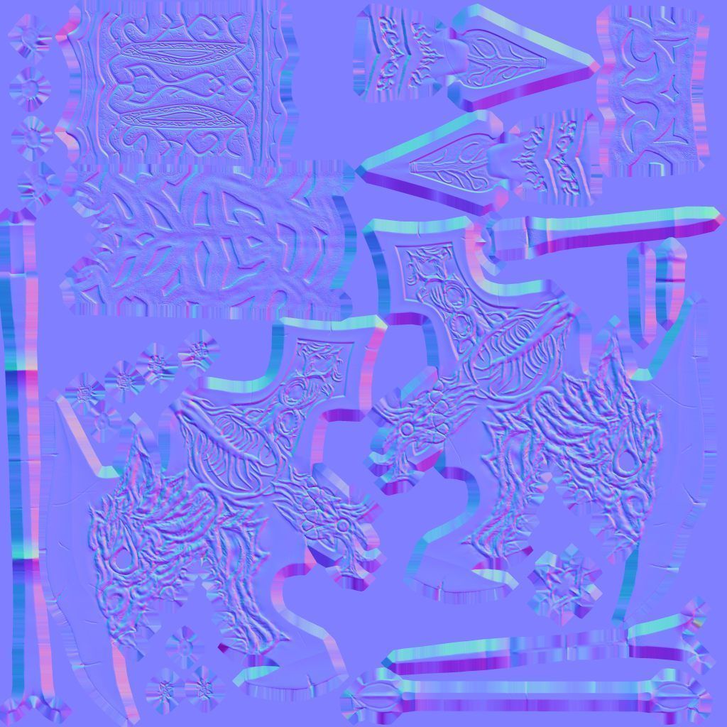 Demonic fantasy battle axe 4K Low-poly 3D model_11