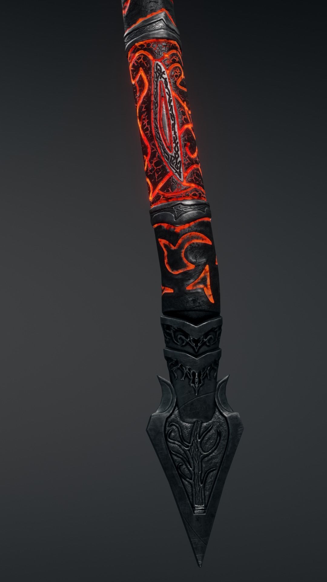 Demonic fantasy battle axe 4K Low-poly 3D model_6