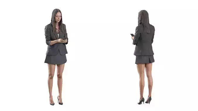 Happy business woman using smart phone - 3D photo scan 3D model