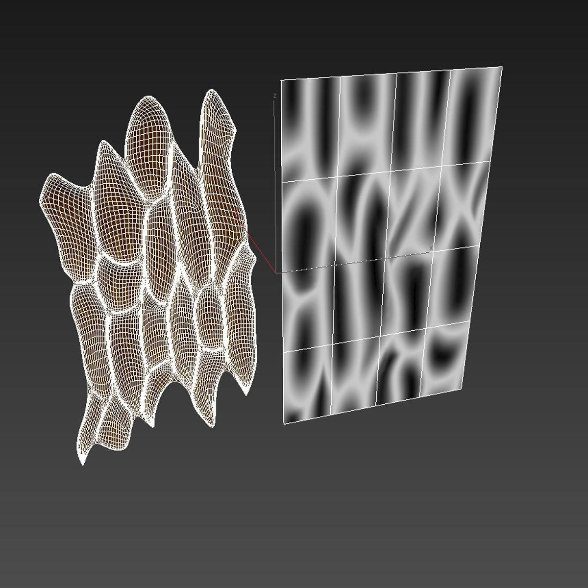 Gouged walnut wood wall panel 3D model_6