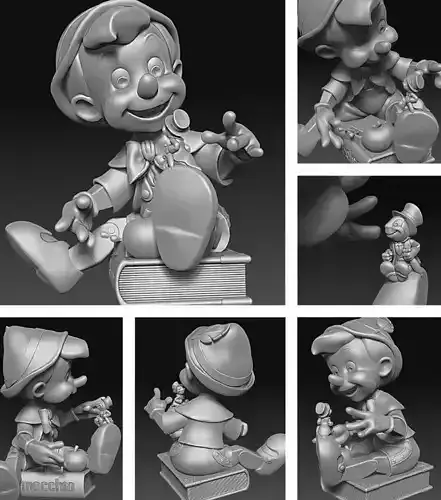 Pinocchio Washed 3D Printed Figurine 3D print model