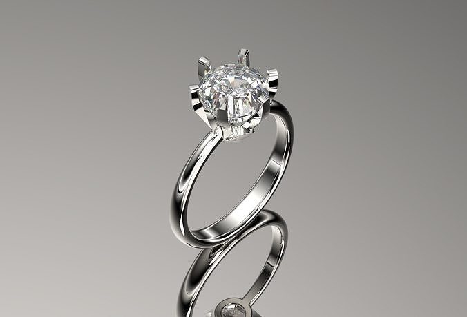 8mm Gemstone Tiffanys Style Ring 3D print ready model 3D print model