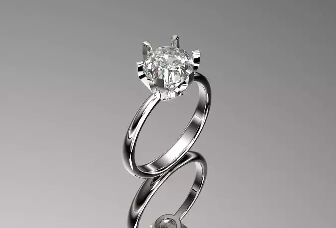 8mm Gemstone Tiffanys Style Ring 3D print ready model